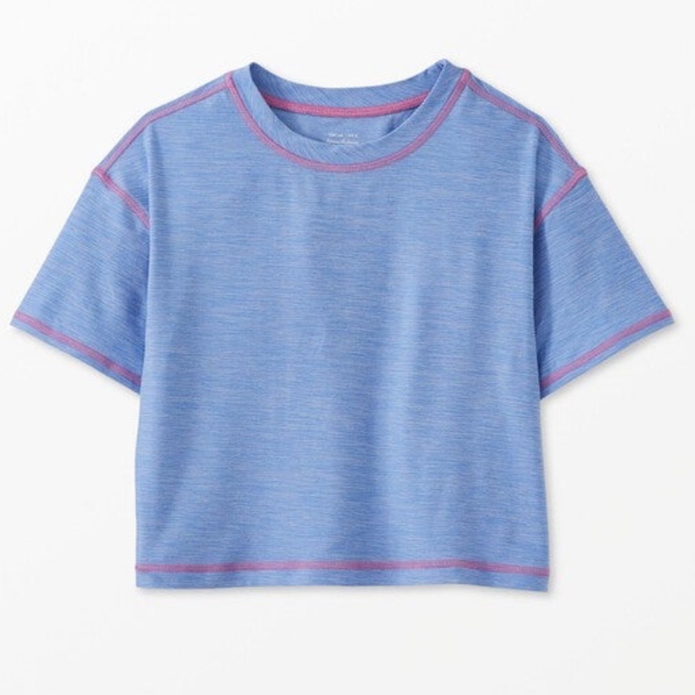 Hanna Andersson Blue Tee with Pink Trim